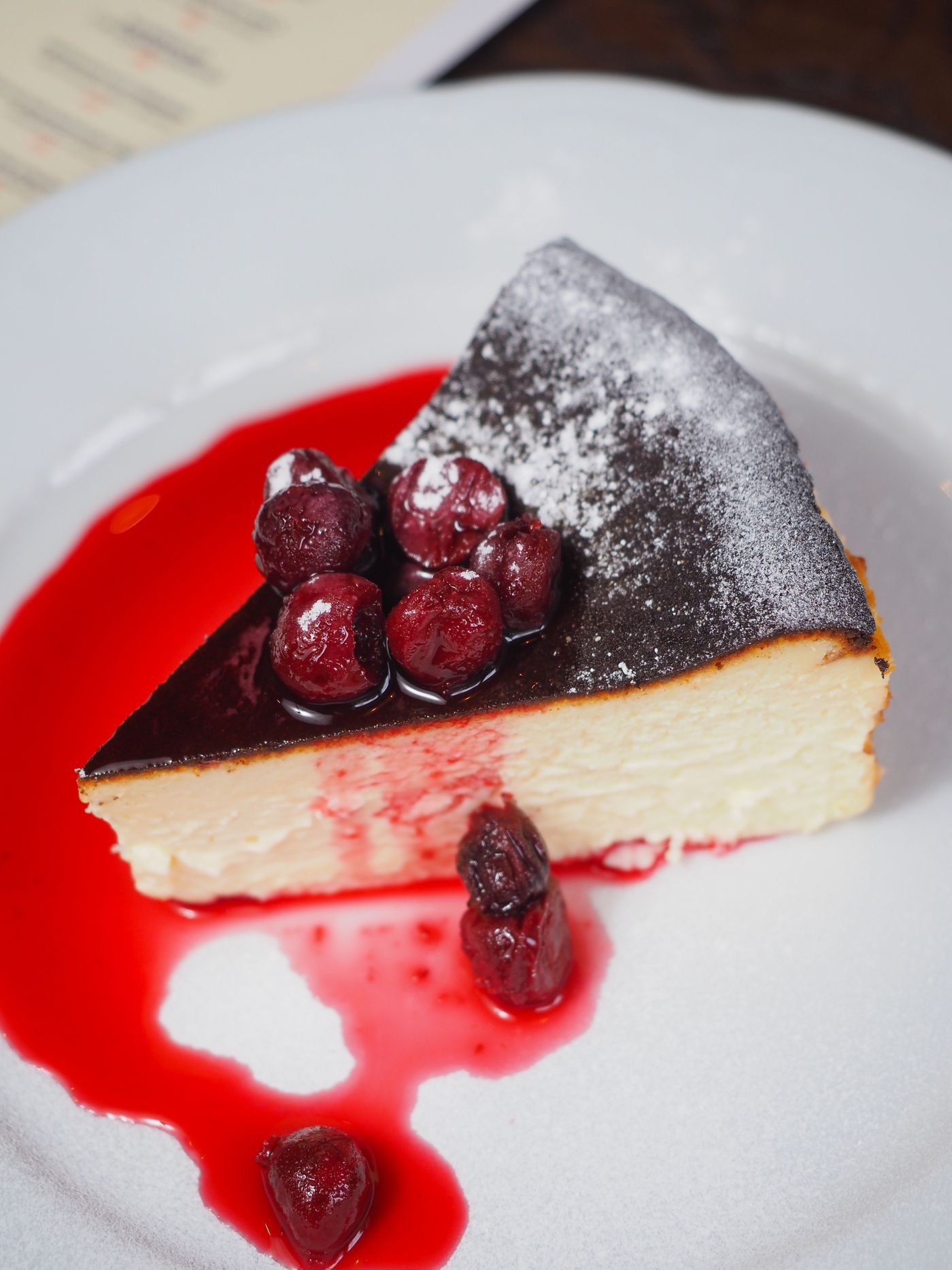 Burnt Basque Cheesecake with Cherries