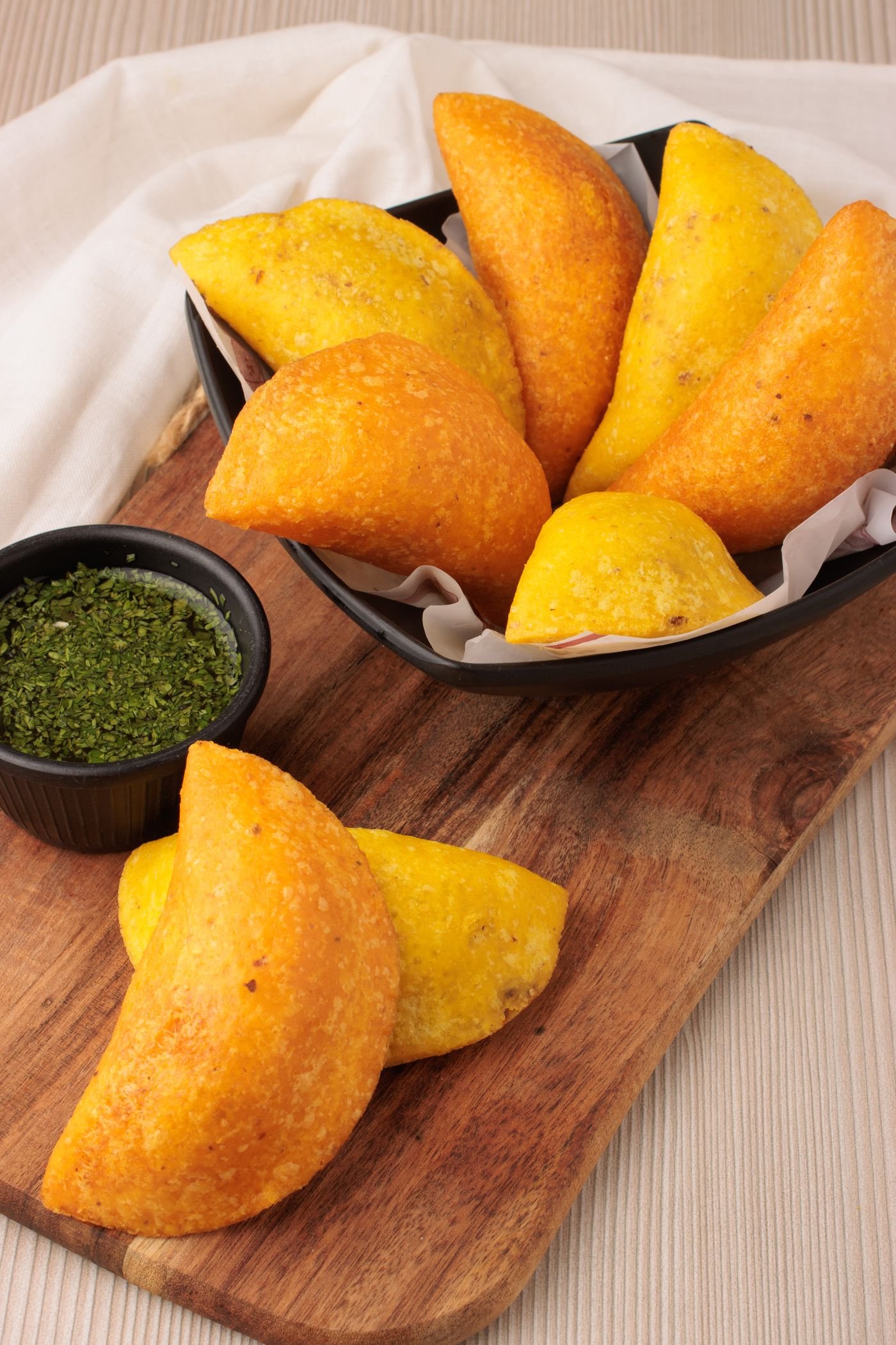 Fried Chicken Empanadas with Aji Verde