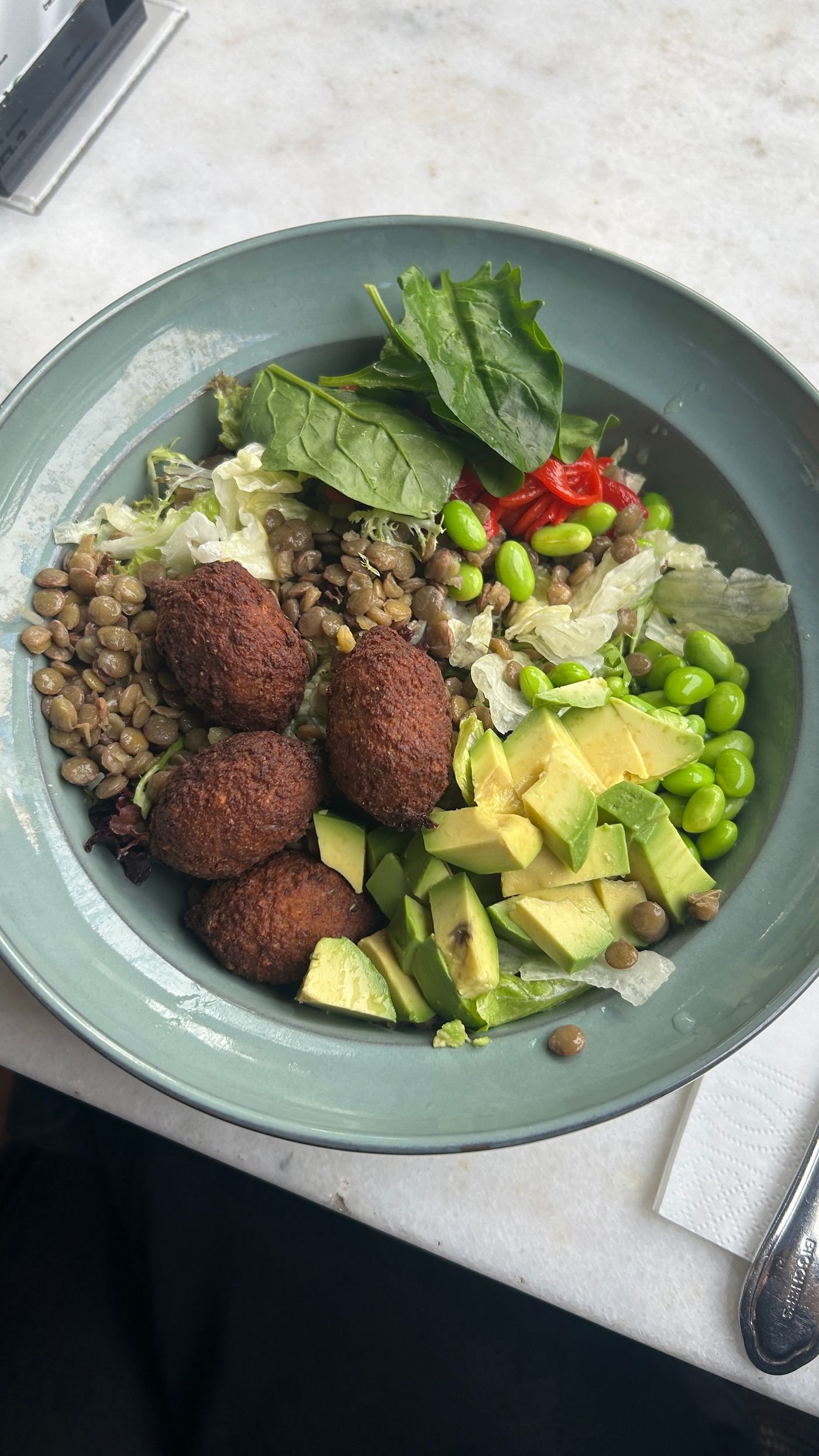 Falafel Bowl with Edamame and Lentils