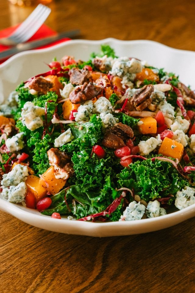 Squash and Kale Salad with Pecans